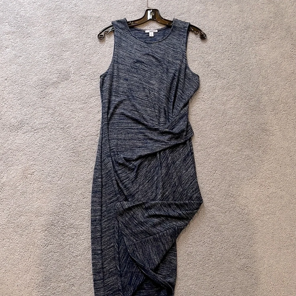 Bar III flattering ruched side midi blue dress size L - Picture 1 of 5